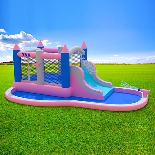 儿童粉色水上乐园组合水滑梯Y21-S10