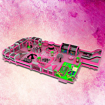 玫瑰粉色记忆充气蹦床公园YGIP-02